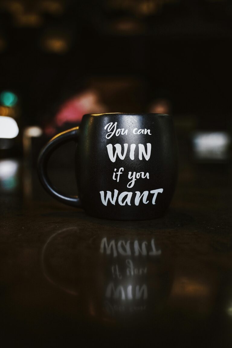 A black mug with "You can win if tou want" written on it