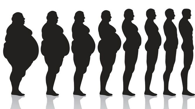 A person gradually losing extra weight and becoming more and more healthy